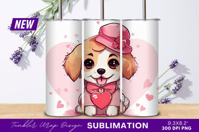 Cute puppy in pink valentines day outfit Sublimation Regulrcrative 