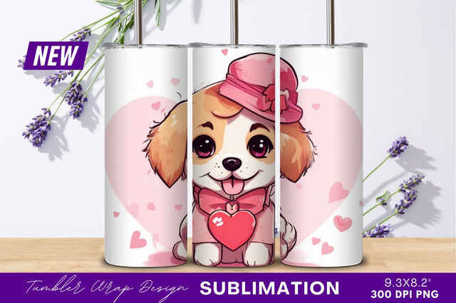 Cute puppy in pink valentines day outfit Sublimation Regulrcrative 