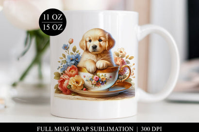 Cute Puppy in Teacup Mug Design, Digital Sublimation Sublimation BijouBay 