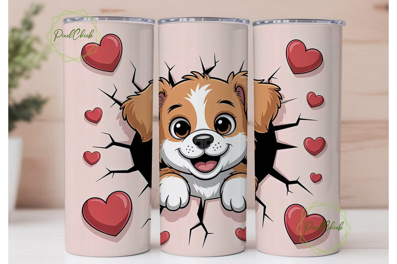 Cute Puppy Love 20oz Tumbler Wrap Sublimation PixelChick 