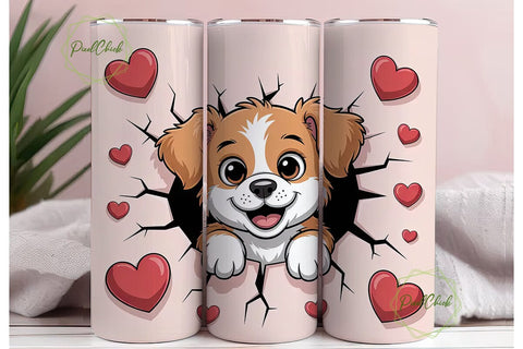 Cute Puppy Love 20oz Tumbler Wrap Sublimation PixelChick 