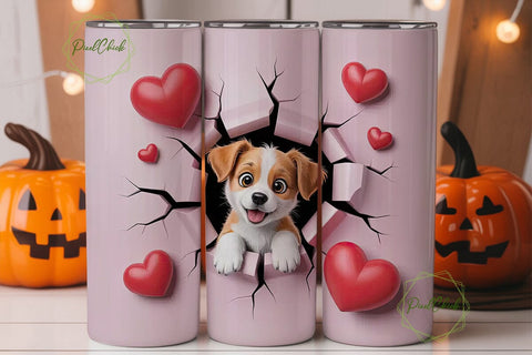 Cute Puppy Love 20oz Tumbler Wrap Sublimation PixelChick 