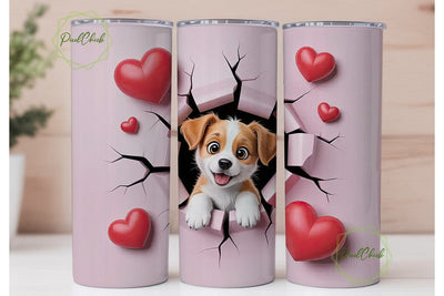 Cute Puppy Love 20oz Tumbler Wrap Sublimation PixelChick 