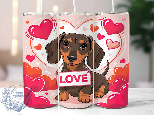 Cute Puppy Love Dachshund Tumbler, Puppy Love Pattern, Cute Dog Design, 20Oz Sublimation Wrap, Adorable Pup Art, Romantic Dog Texture, Tumbler Sublimation Sublimation ToriDesigns 