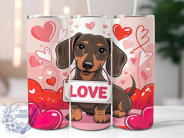 Cute Puppy Love Dachshund Tumbler, Puppy Love Pattern, Cute Dog Design, 20Oz Sublimation Wrap, Adorable Pup Art, Romantic Dog Texture, Tumbler Sublimation Sublimation ToriDesigns 