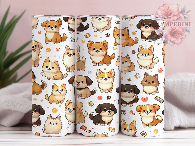 Cute Puppy Lover Tumbler, Dog Breeds Pattern, Dog Mom Design, 20Oz Sublimation Wrap, Puppy Lover Art, Adorable Dog Texture, Tumbler Sublimation Sublimation Li Zamperini 