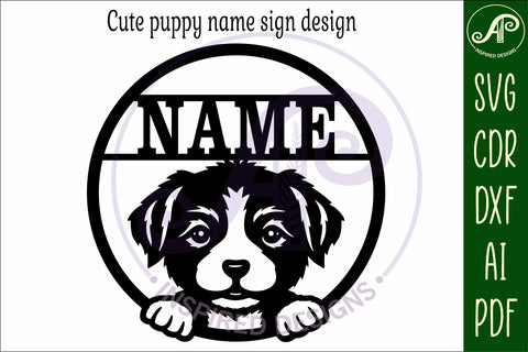 Cute puppy name wall art sign, SVG personalized sign SVG APInspireddesigns 