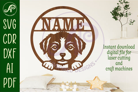 Cute puppy name wall art sign, SVG personalized sign SVG APInspireddesigns 