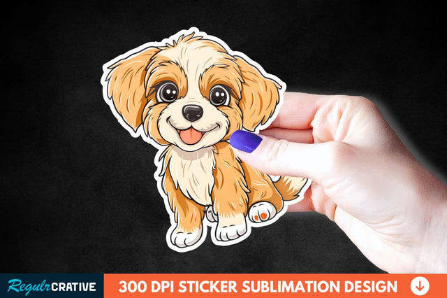 Cute Puppy Print Sticker Clipart Sublimation Regulrcrative 