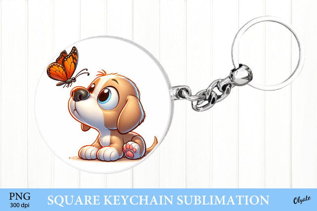 Cute Puppy Round Keychain PNG. Puppy Sublimation PNG Sublimation Olga Terlyanskaya 
