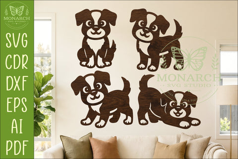 Cute Puppy Silhouettes. Dog Shapes for laser cutting 1 SVG APInspireddesigns 