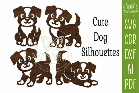 Cute Puppy Silhouettes. Dog Shapes for laser cutting 1 SVG APInspireddesigns 