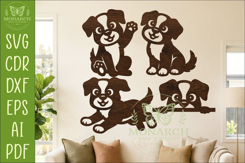 Cute Puppy Silhouettes. Dog Shapes for laser cutting 2 SVG APInspireddesigns 