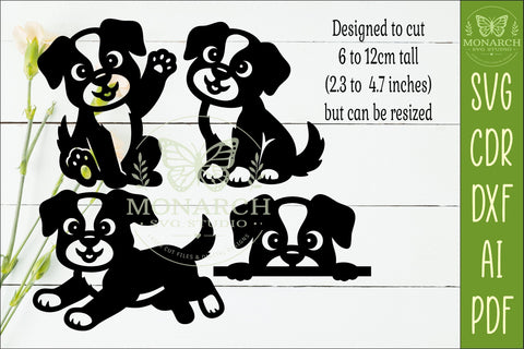 Cute Puppy Silhouettes. Dog Shapes for laser cutting 2 SVG APInspireddesigns 
