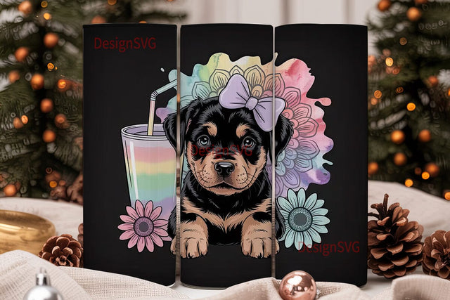 Cute Puppy Tumbler Wrap PNG Sublimation DesignSVG 