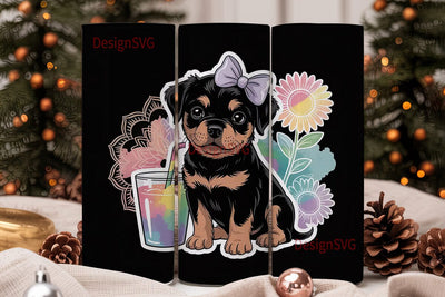 Cute Puppy Tumbler Wrap PNG Sublimation DesignSVG 