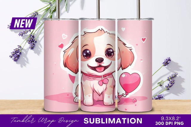 Cute puppy valentines day cartoon illustration Sublimation Regulrcrative 
