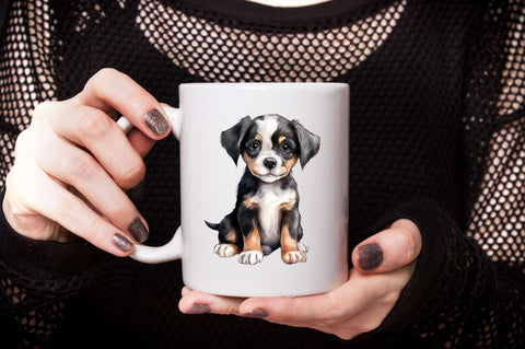 Cute Puppy Watercolor Clipart Bundle Sublimation Designangry 