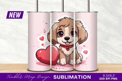 Cute puppy with heart tumbler png Sublimation Regulrcrative 