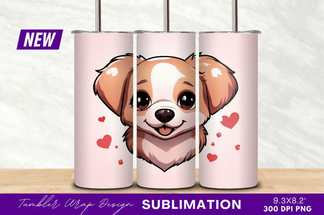 Cute puppy with hearts tumbler png Sublimation Regulrcrative 