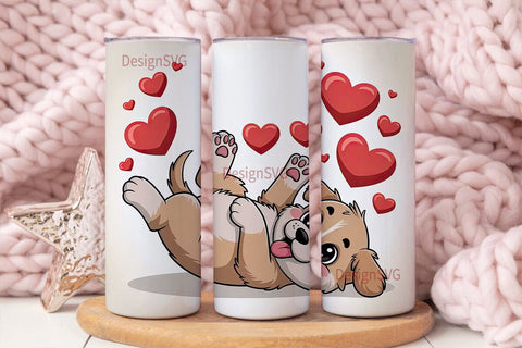 Cute Puppy with Hearts Tumbler Wrap Sublimation DesignSVG 