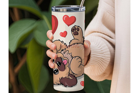 Cute Puppy with Hearts Tumbler Wrap Sublimation DesignSVG 