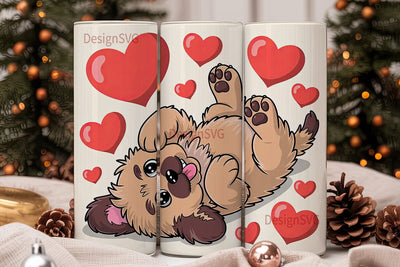 Cute Puppy with Hearts Tumbler Wrap Sublimation DesignSVG 