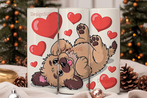 Cute Puppy with Hearts Tumbler Wrap Sublimation DesignSVG 