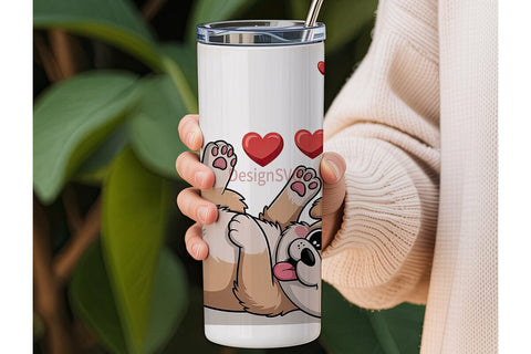 Cute Puppy with Hearts Tumbler Wrap Sublimation DesignSVG 