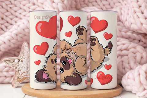Cute Puppy with Hearts Tumbler Wrap Sublimation DesignSVG 