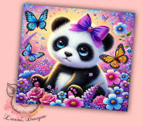 Cute Purple Panda 20oz Tumbler Wrap, Cute Panda, Purple Panda, Floral Pastel, 20oz Tumbler, Sublimation Wrap, Animal Lover Gift, Custom Tumbler Sublimation Lara' s Designs 