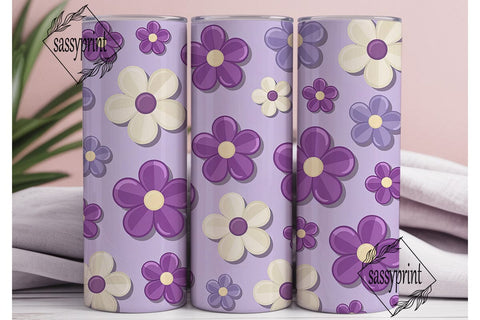 Cute Purple White Floral 20oz Tumbler Sublimation sassyprint 