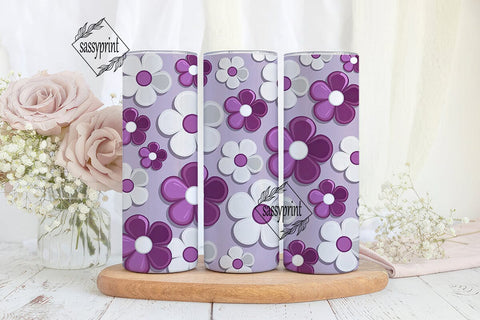 Cute Purple White Floral 20oz Tumbler Sublimation sassyprint 