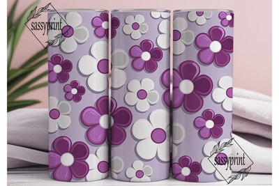 Cute Purple White Floral 20oz Tumbler Sublimation sassyprint 