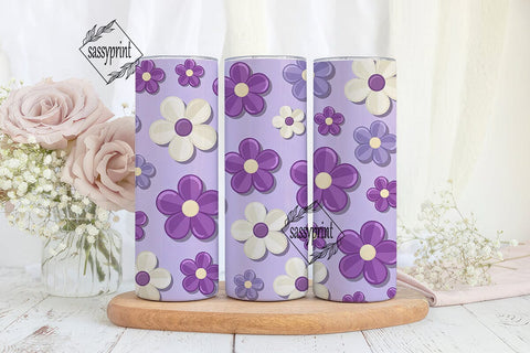 Cute Purple White Floral 20oz Tumbler Sublimation sassyprint 