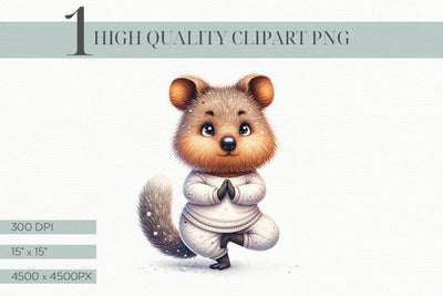 Cute Quokka Yoga Clipart, Printable Kids Room Decor Sublimation BijouBay 