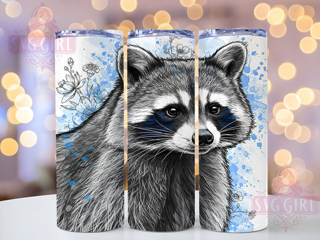 Cute Raccoon 20oz Tumbler Wrap, Wildlife Cup, 20oz Sublimation, Watercolor Design, Animal Lover Gift, Nature Drinkware, Cute Raccoon Art Sublimation SvggirlplusArt 