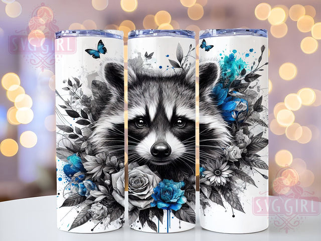 Cute Raccoon 20oz Tumbler Wrap, Wildlife Cup, 20oz Sublimation, Watercolor Design, Animal Lover Gift, Nature Drinkware, Cute Raccoon Art Sublimation SvggirlplusArt 