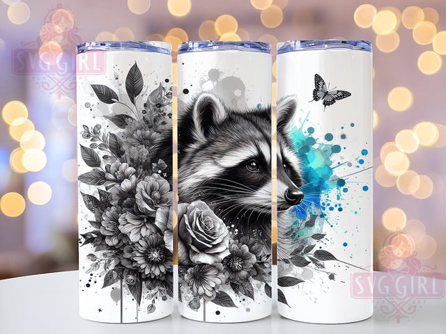 Cute Raccoon 20oz Tumbler Wrap, Wildlife Cup, 20oz Sublimation, Watercolor Design, Animal Lover Gift, Nature Drinkware, Cute Raccoon Art Sublimation SvggirlplusArt 
