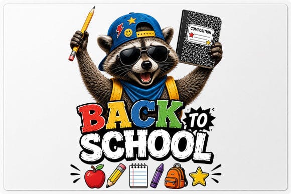 Cute Raccoon Back to School PNG | School Sublimation Digital Download SVG BillahCrafts 
