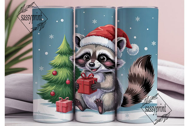 Cute Raccoon Christmas 20oz Tumbler Wrap Sublimation sassyprint 