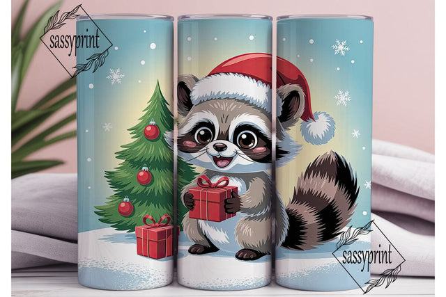 Cute Raccoon Christmas 20oz Tumbler Wrap Sublimation sassyprint 