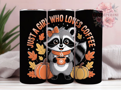 Cute Raccoon Coffee Queen Tumbler, Cute Raccoon, 20Oz Tumbler, Sublimation Design, Just a Girl, Caffeine Queen, Woodland Vibes Sublimation Li Zamperini 