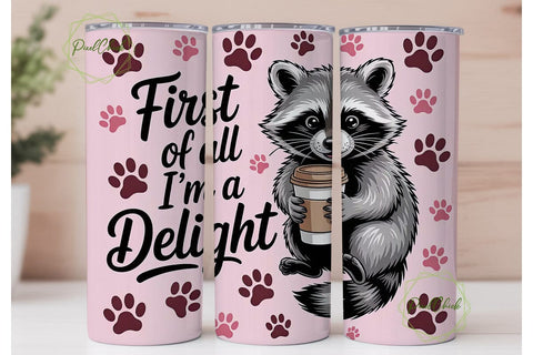 Cute Raccoon Coffee Tumbler Wrap Sublimation PixelChick 