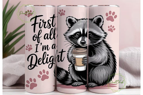 Cute Raccoon Coffee Tumbler Wrap Sublimation PixelChick 