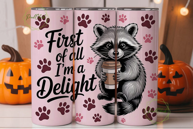Cute Raccoon Coffee Tumbler Wrap Sublimation PixelChick 