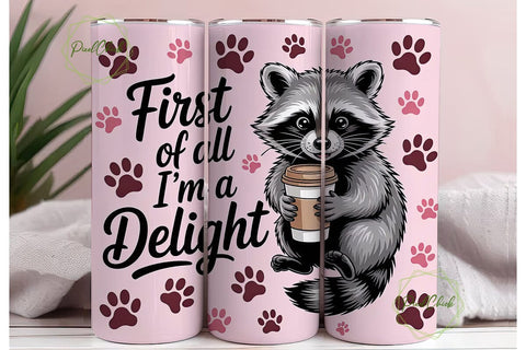 Cute Raccoon Coffee Tumbler Wrap Sublimation PixelChick 