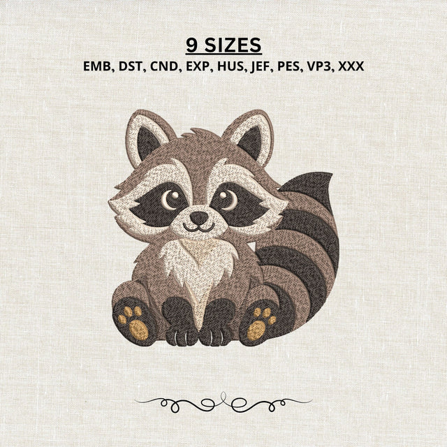 Cute Raccoon Embroidery Design – Woodland Animal Machine Embroidery File, Baby Raccoon Forest Animal Design Embroidery/Applique DESIGNS PatternFeed8 