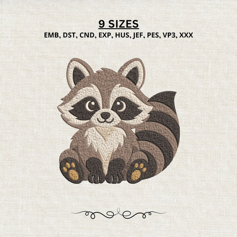 Cute Raccoon Embroidery Design – Woodland Animal Machine Embroidery File, Baby Raccoon Forest Animal Design Embroidery/Applique DESIGNS PatternFeed8 