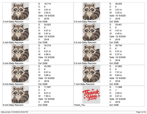 Cute Raccoon Embroidery Design – Woodland Animal Machine Embroidery File, Baby Raccoon Forest Animal Design Embroidery/Applique DESIGNS PatternFeed8 